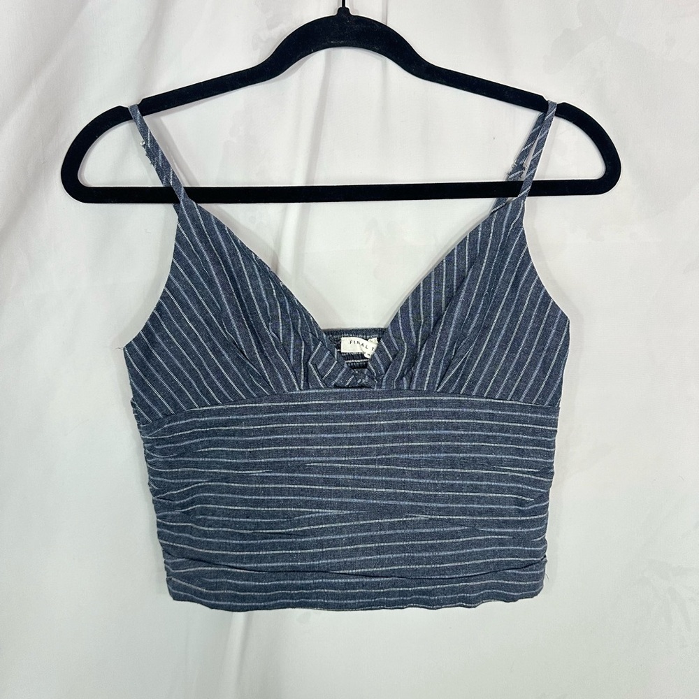 Final Touch denim striped spaghetti strap cropped top size S
